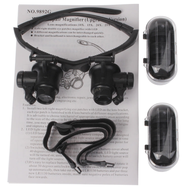 Black watch repair magnifier with four-lens band and clear protective cases