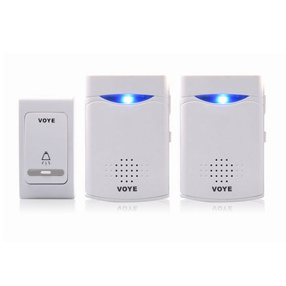 VOYE wireless door chime kit: two receivers and a push-button transmitter