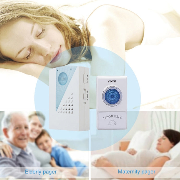 Wireless doorbell kit with remote shown on bedside for paging