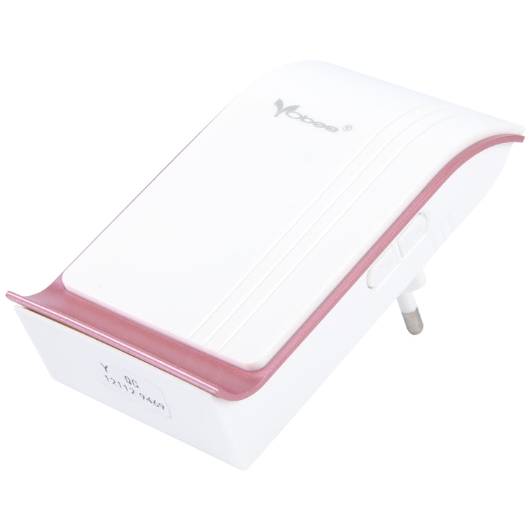 Wireless door chime sensor unit with white body and rose-pink trim