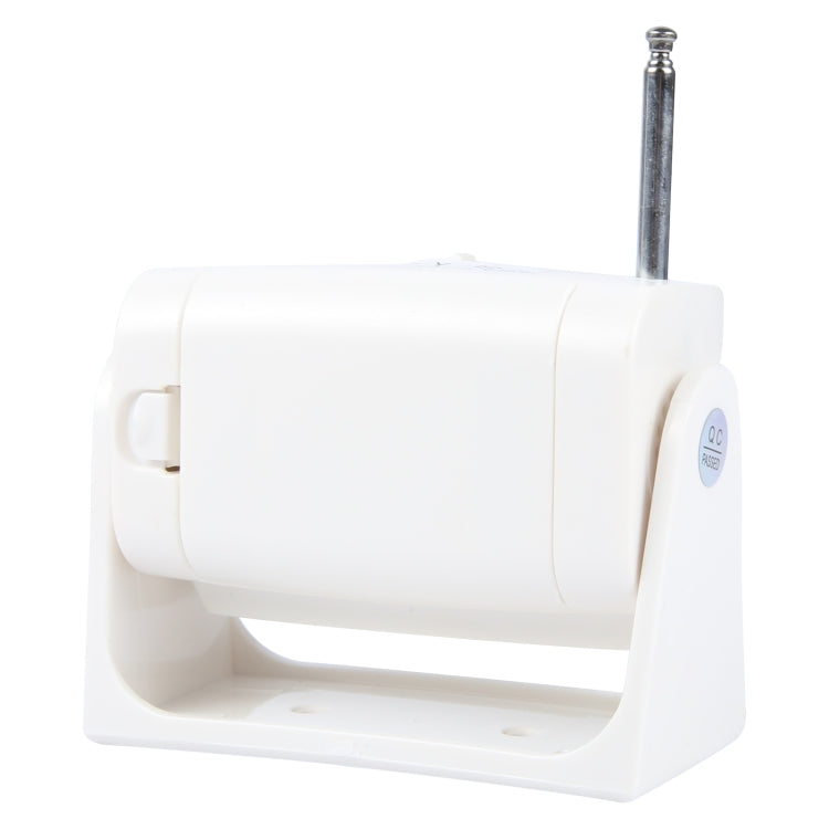 White wireless door chime receiver base with two-pin EU plug and antenna
