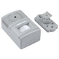Wireless door chime alert unit with plug base bracket and speaker front, light gray.