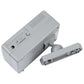 Wireless door chime alert unit side view with open compartment and connector slots, light gray.