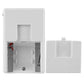 White guest welcome doorbell with open back cover and mounting plate, infrared sensor