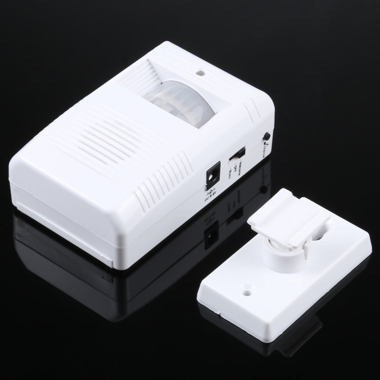 White infrared sensor guest welcome doorbell base with power/port panel and mounting clip