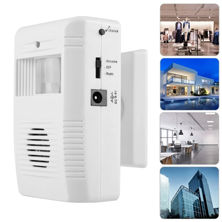 White infrared sensor guest welcome doorbell with side speaker grille and control panel