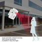 Infrared sensor guest welcome doorbell detecting a person, red sensing beam outdoors