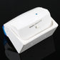 Wireless doorbell chime, white front panel with small blue indicator light