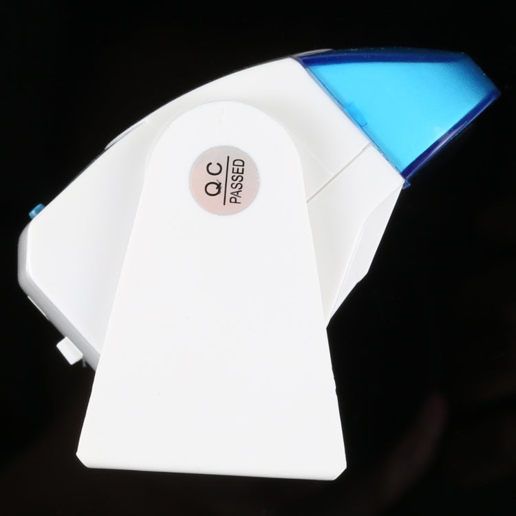 Wireless doorbell chime push button switch, white and blue top corner design