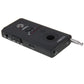 Handheld RF signal and laser detector showing side ports, controls, and antenna connection