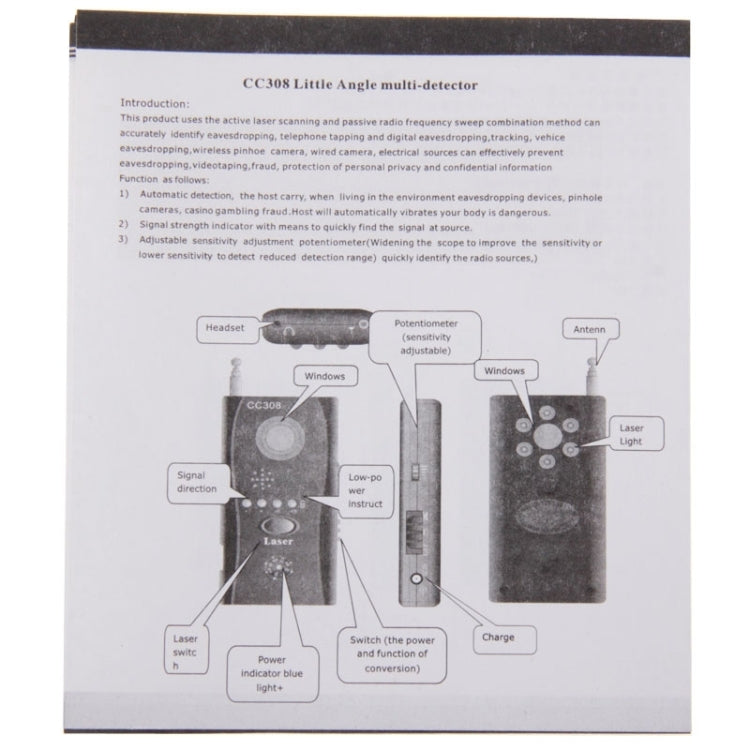 CC308 little angle multi-detector instruction diagram page