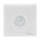 White wall motion sensor switch with recessed circular PIR lens