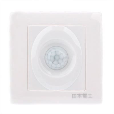 Wall-mounted white PIR human motion sensor switch with circular detection lens