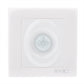 White wall motion light sensor switch, square face with centered PIR lens