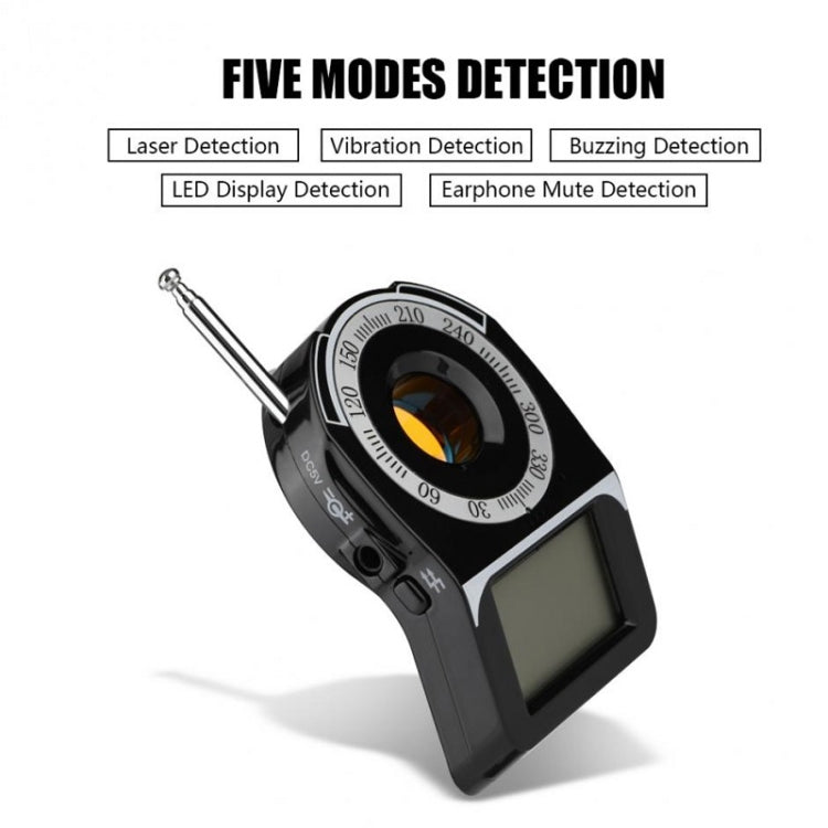 Wireless signal detector with long antenna, large dial, and LCD screen