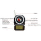 Wireless signal detector panel with antenna, LED display, and control labels
