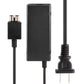 AC power adapter with cable and two-pin plug, compact black power brick