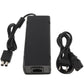 AC power adapter with power cable and two-prong plug, side view of ports