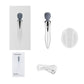 Massage stick kit with gray silicone head, USB cable, and instruction booklet