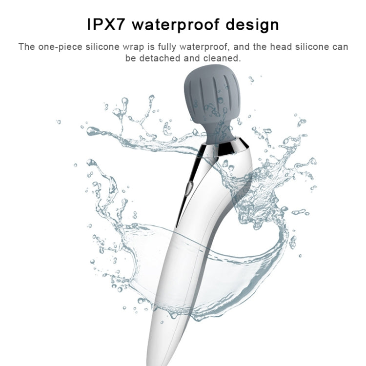 IPX7 waterproof electric massage stick with gray detachable silicone head
