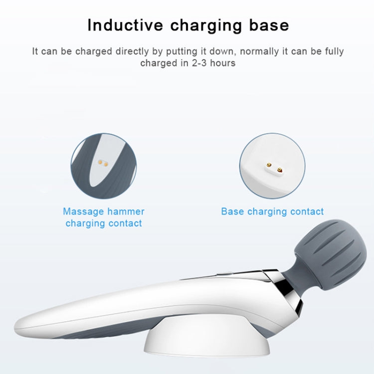 Massage stick with inductive charging base and charging contact points