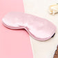 Pink satin heated sleep eye mask with padded curved shape