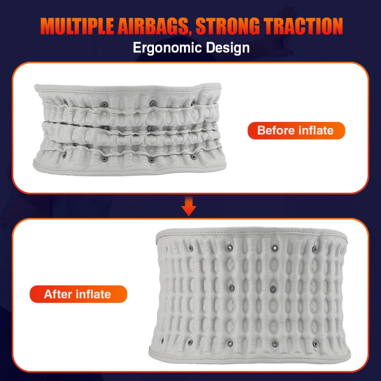 Inflatable heating belt with airbag rows expanding after inflation