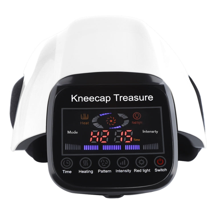 Infrared knee hot compress massager with white wrap and black control display panel