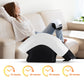 Infrared knee massager wrap on leg with white cover and black heated controller unit