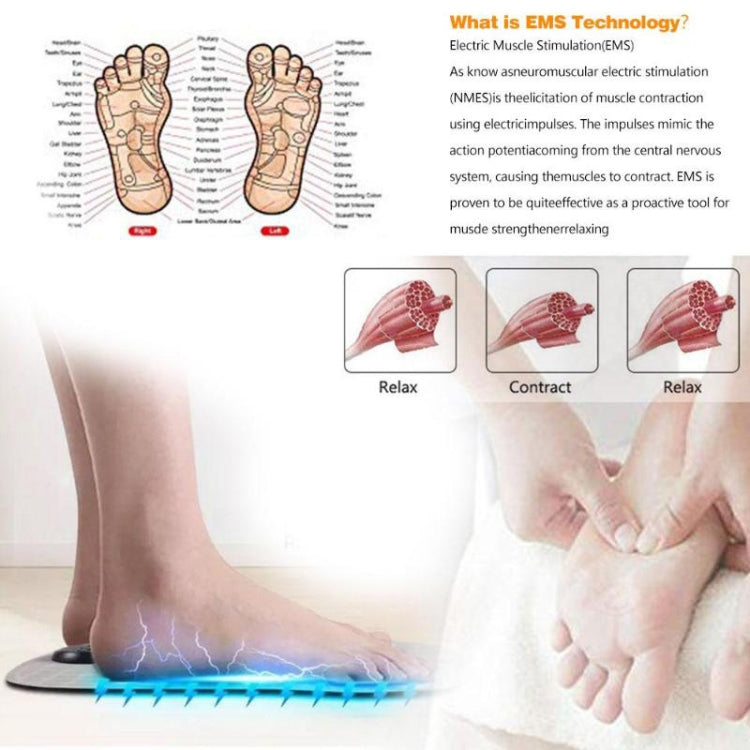 EMS microcurrent stimulation diagram showing treatment effects on feet