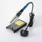 Blue electric soldering iron with spring stand, soldering sponge, and power cord