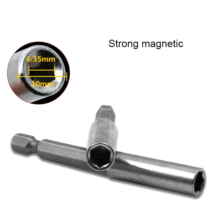 Magnetic 1/4 hex socket tip on 150mm drill extension rod, silver steel