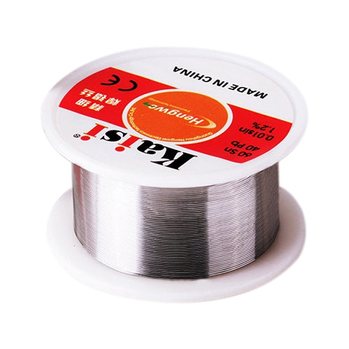 Rosin core tin-lead solder wire spool, 0.3 mm, 50 g, silver wire on white reel