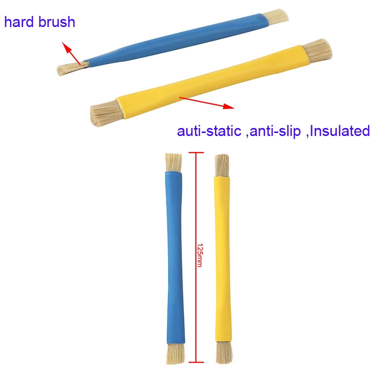 Yellow anti-static hard bristle pig hair brush, 148 mm, double-ended