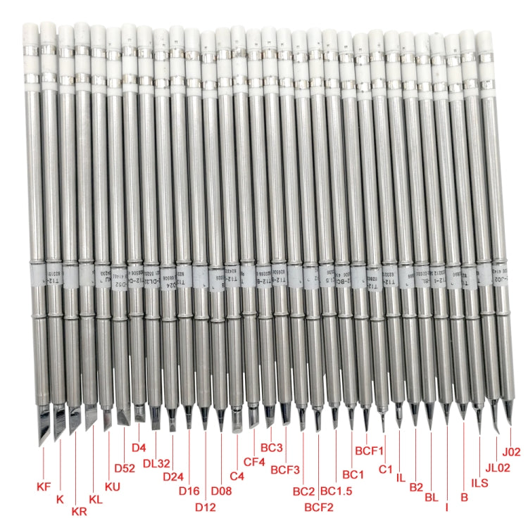 Large pack of QUICKO-style metal soldering iron tips with colored code markings