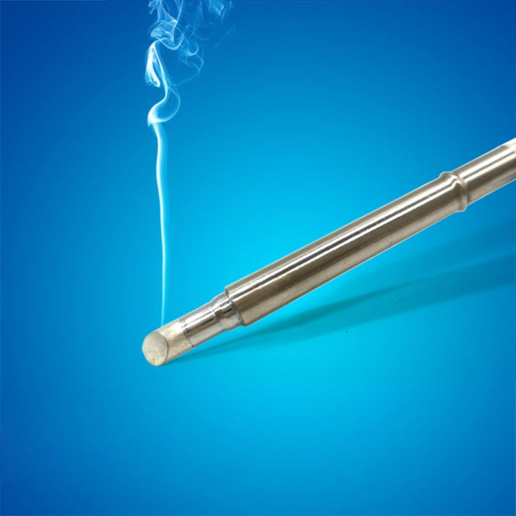 Lead-free soldering iron tip with rounded chisel end and smoke plume