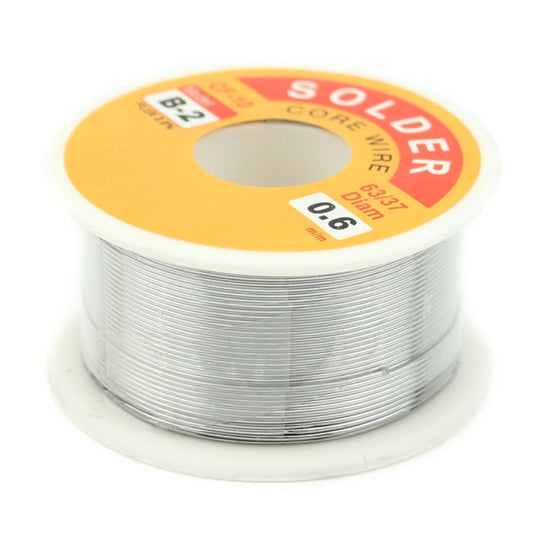 Solder wire spool with orange label, 63/37 core wire, 0.6mm dia