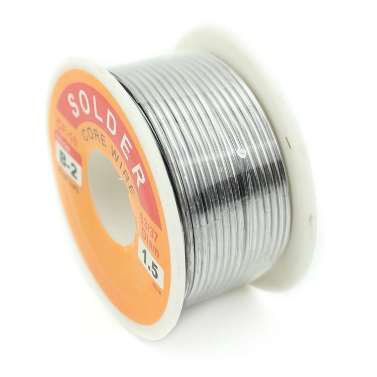 Solder core wire spool with silver wire wound on the reel, CF-10 label