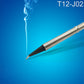 QUICKO T12-J02 soldering iron tip with black conical point and visible heat vapor