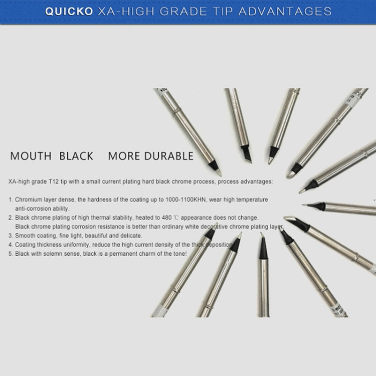 QUICKO tip set with multiple black chrome points in different shapes