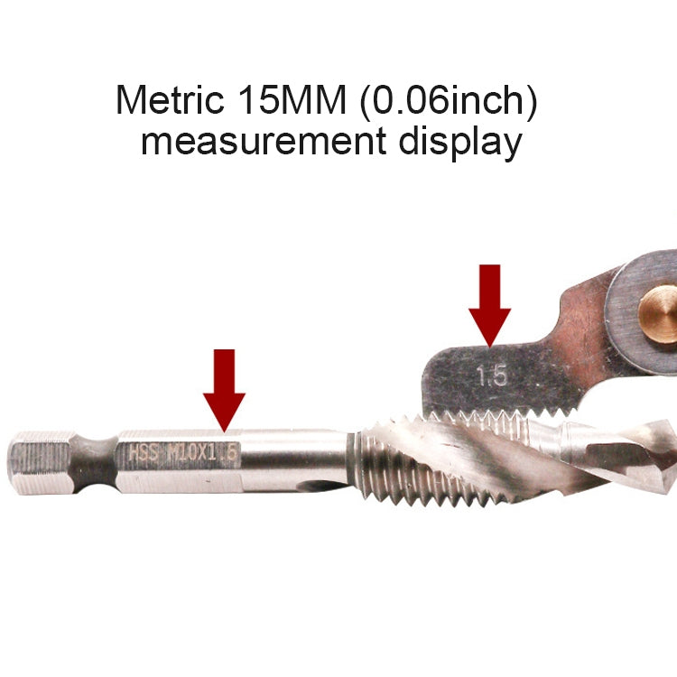Thread gauge measurement tool with marked blades and threaded thread reference
