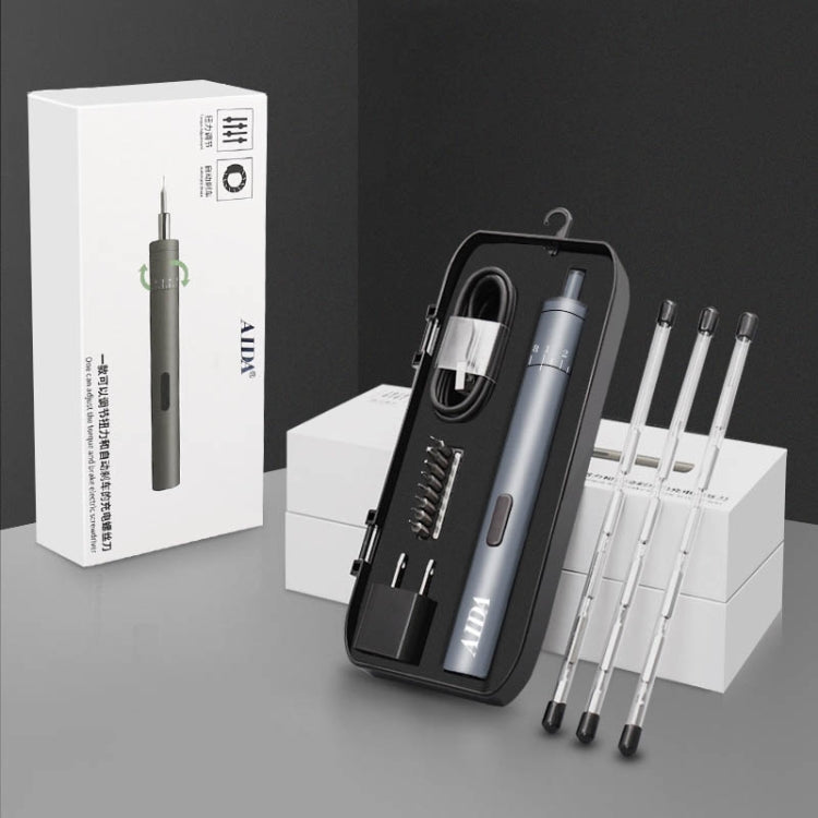 Cordless electric screwdriver set with charging base and multiple bit holders