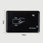 Black USB RFID card reader, front view with size shown as 95mm