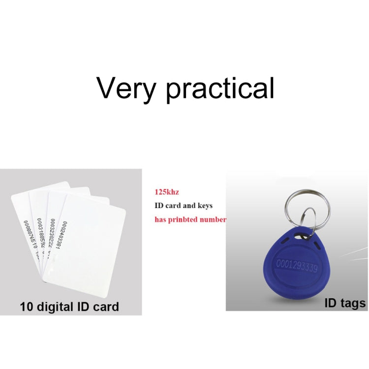 USB RFID card reader with sample digital ID cards and key fob ID tags