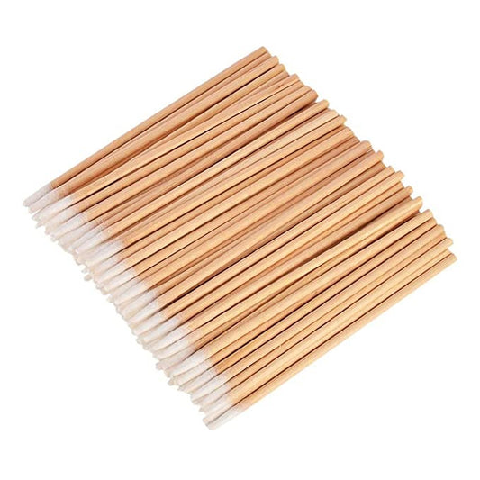 Single-head cotton swabs pack, light wood sticks with white cotton tips