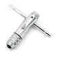 Adjustable ratchet tap wrench head with knurled grip and clamping socket