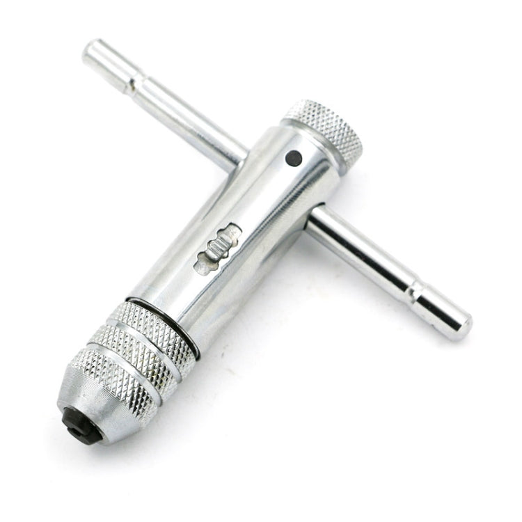 Adjustable ratchet tap wrench head with knurled grip and clamping socket