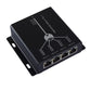 Black 4-port PoE extender with bracket mount and four RJ45 PoE output jacks