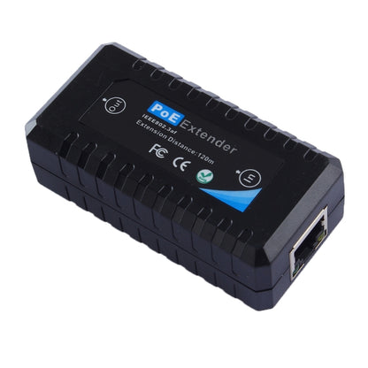 PoE IP camera extender, black 1-in 1-out power network adapter