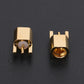 MMCX female 3-jack connector pin pair, gold-plated, front close-up